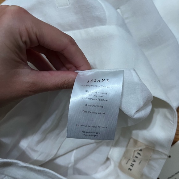 NWT SEZANE Marty Trousers Pants in Ecru/ Ivory Sz FR36 US4 - Picture 10 of 12